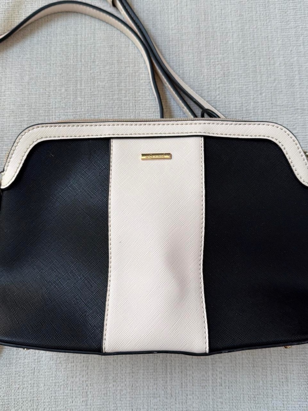 Chic Two-Tone Black and Cream Shoulder Bag